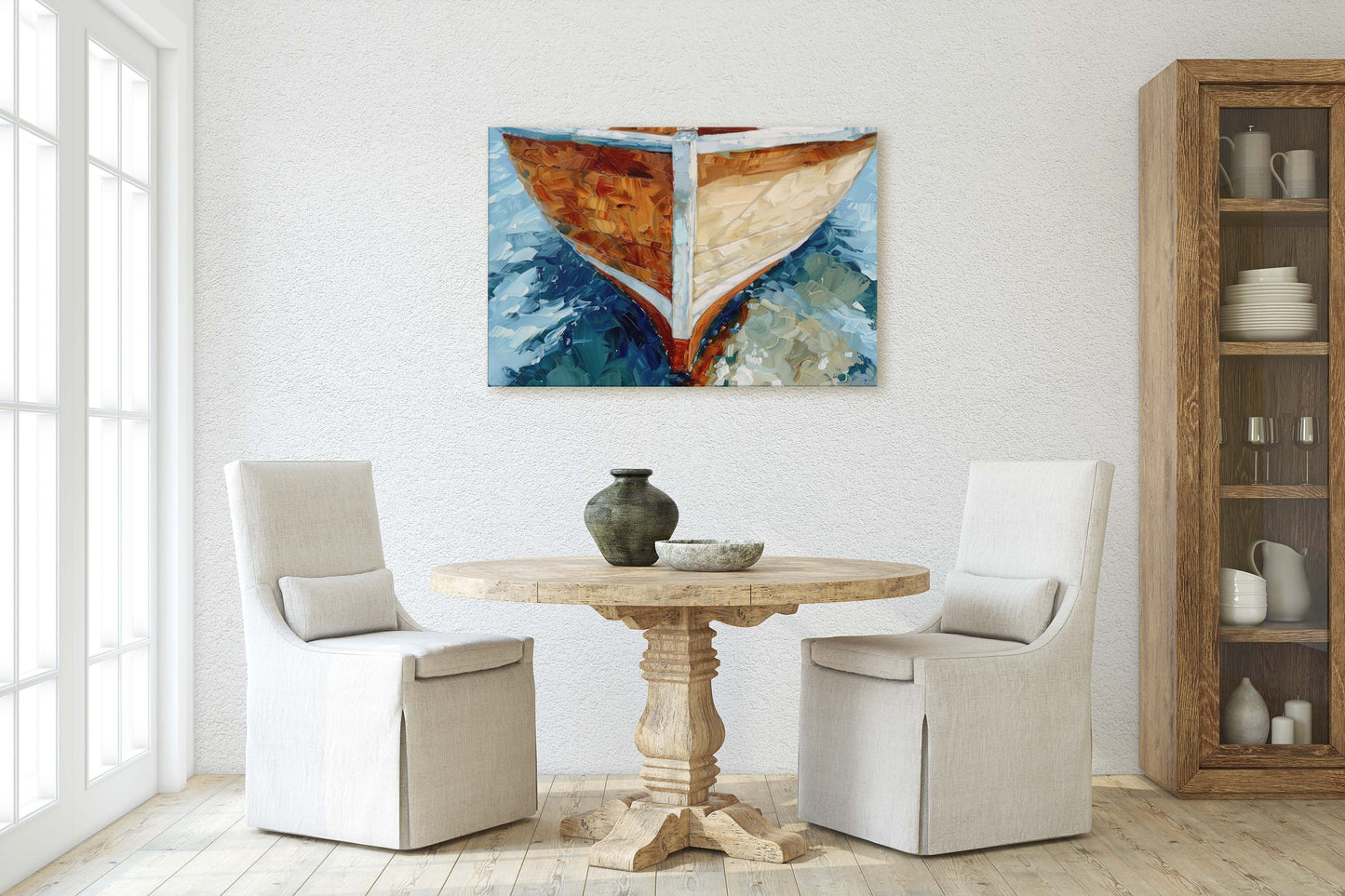 Brown Ship Art, Wooden Boat, Nautical Print, Ocean Painting, Sailing Art, Coastal Decor, Beach Art, Wooden Ship