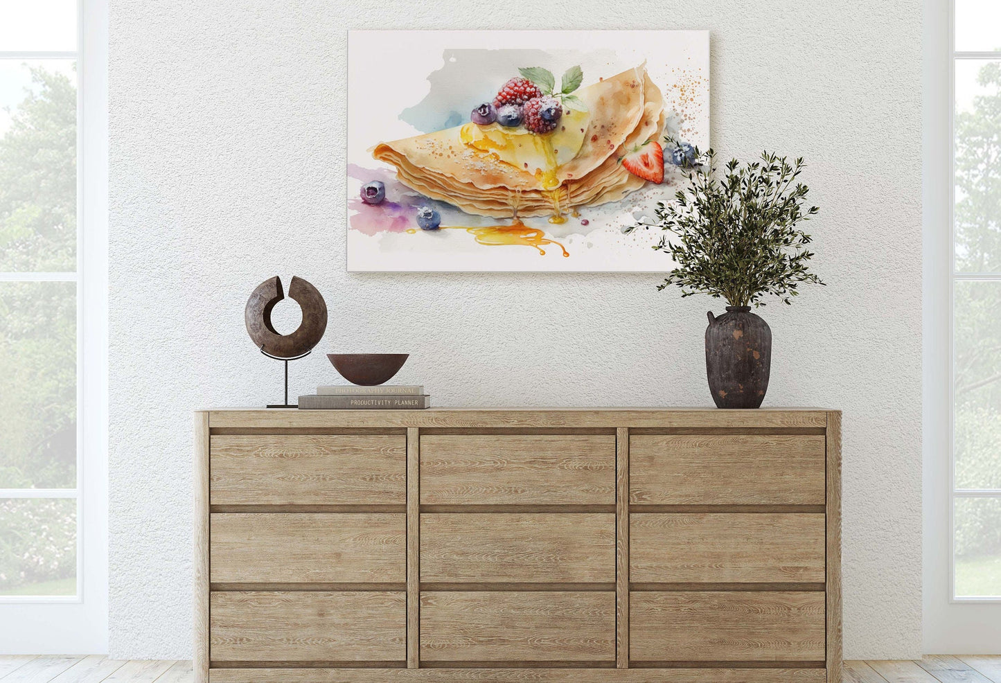 Crepes, French Pastry, Ready To Hang, Large Print, Watercolor Painting, Dining Room, Kitchen Art, Restaurant Art, Bakery, Breakfast Art