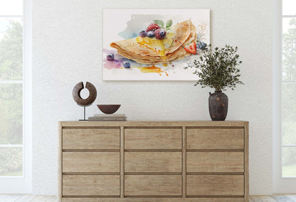 Crepes, French Pastry, Ready To Hang, Large Print, Watercolor Painting, Dining Room, Kitchen Art, Restaurant Art, Bakery, Breakfast Art