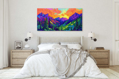 Vibrant Mountain Art, Denali Mountain, Abstract Mountain