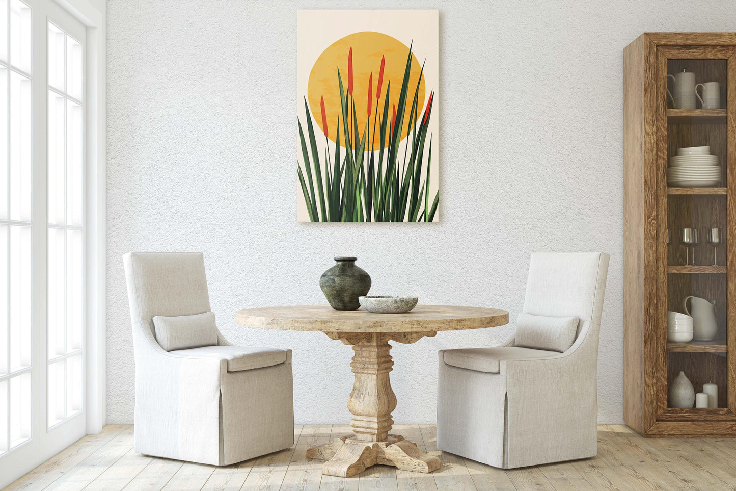 Afternoon Cat Tails, Summer Grass, Living Room Art
