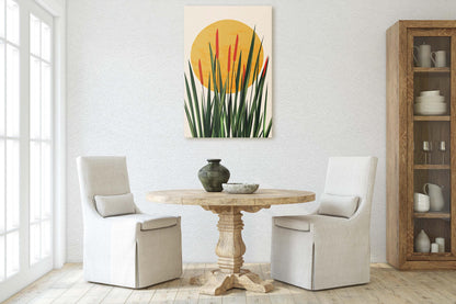 Afternoon Cat Tails, Summer Grass, Living Room Art