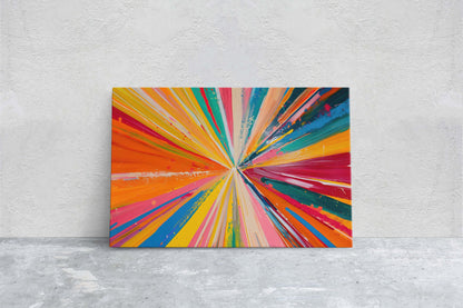 Abstract Color, Color Theory, Starburst, Sunburst, Modern Art, Contemporary, Framed Canvas, Statement Piece, Large Art Print, Rainbow Vivid