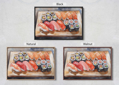 Sushi Print, Sashimi Canvas, Food Decor, Kitchen Art