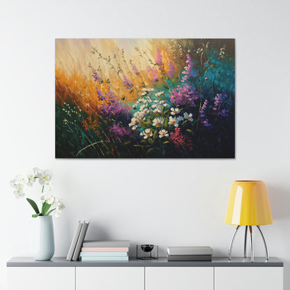 Wild Flowers Canvas Art Ready To Hang Large Print, Oil Painting, Landscape