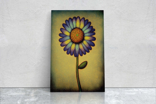 Sunflower, Abstract, Pointillism, Flower Decor, Large Print, Ready To hang, Farmhouse, Farm, Vertical Print, Modern Art, Contemporary