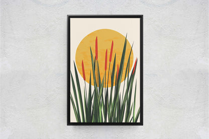 Afternoon Cat Tails, Summer Grass, Living Room Art