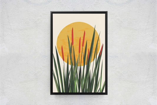 Afternoon Cat Tails, Summer Grass, Living Room Art