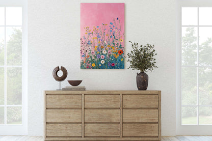 Abstract Wildflowers, Pink Decor, Botanical Art, Floral Print