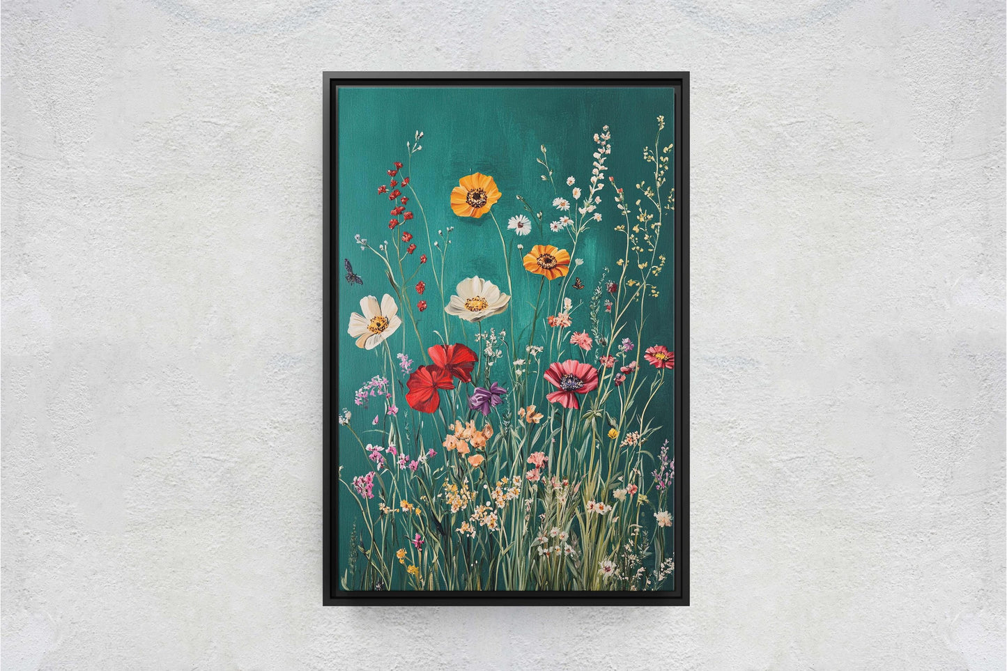Spring Wildflowers, Green Decor, Flower print