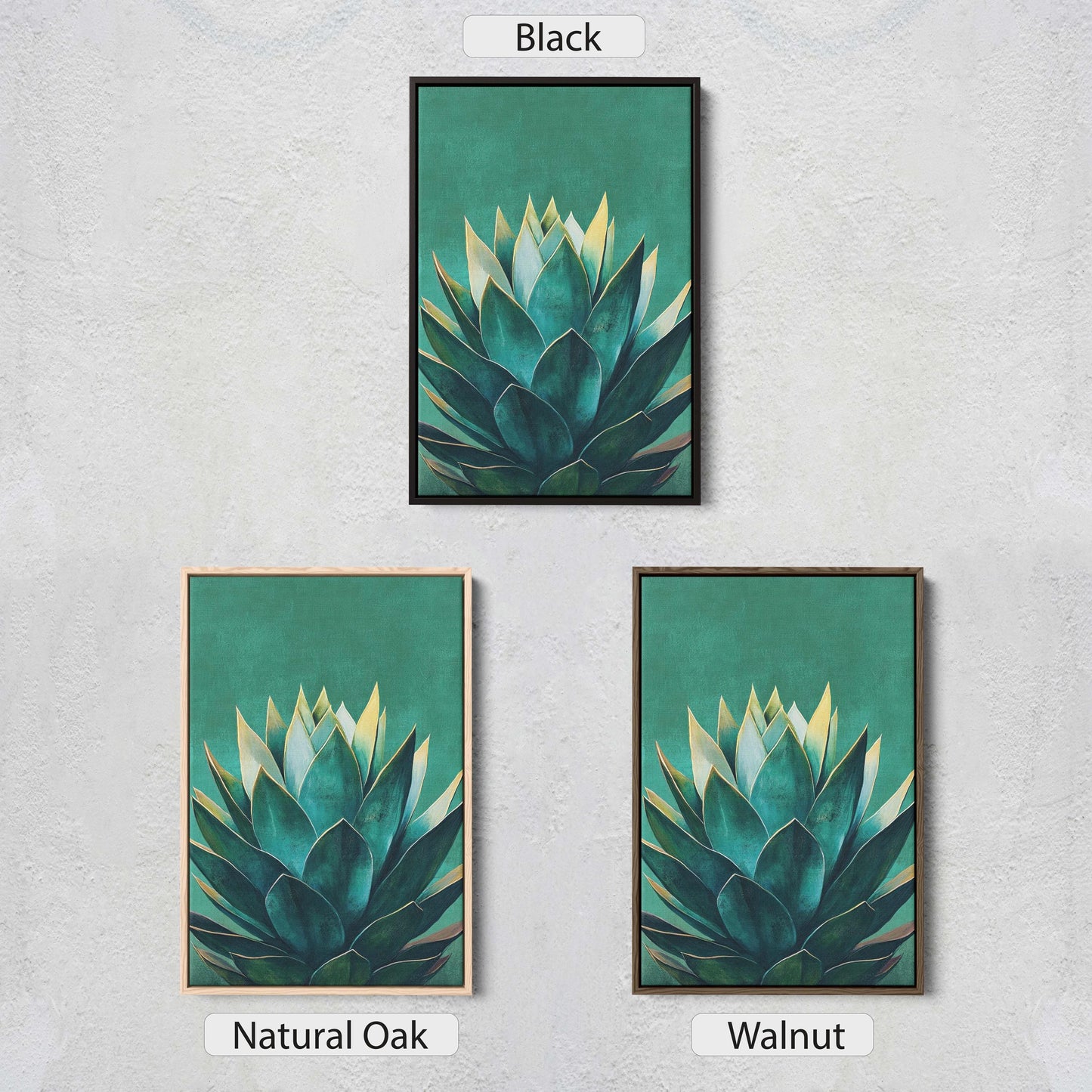 Emerald Green Agave, Agave Painting, Contemporary Decor