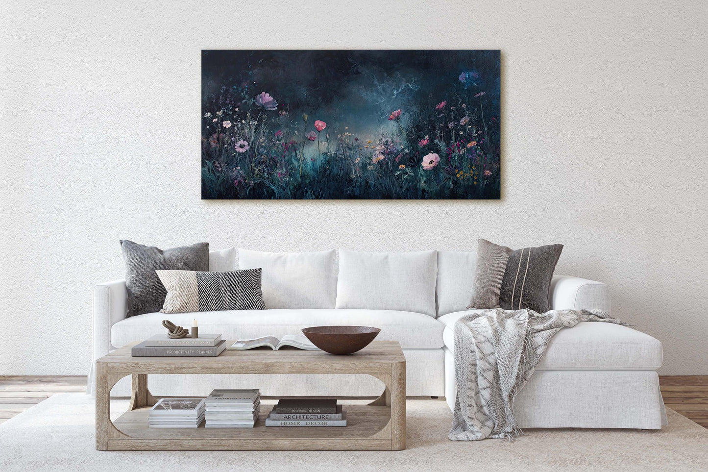 Wildflowers at Night, Flowers in Darkness, Night Time, Moody Botanical