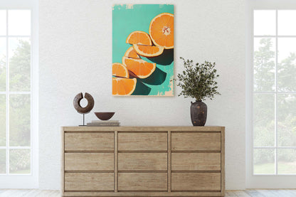 Cut Oranges, Orange Green, Mint Green, Pop Art, Food Art, Kitchen Decor