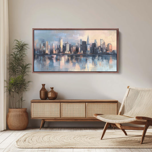 City Skyline Print, Urban City, Waterfront Buildings