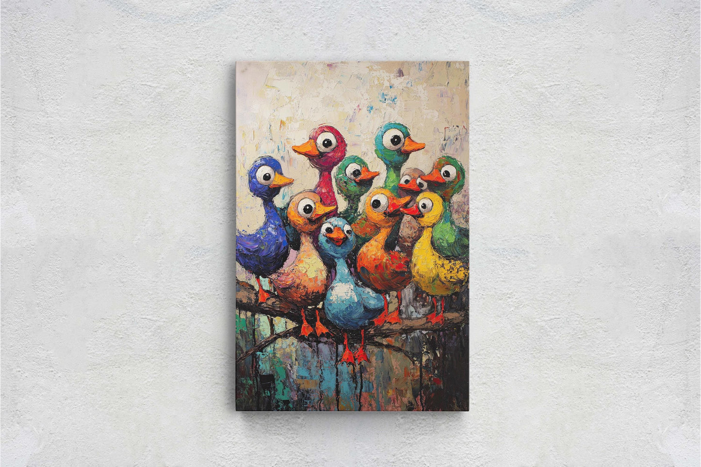 Colorful Ducks Print, Abstract Duck Print, Kids room, Colorful Fun, Bird Print