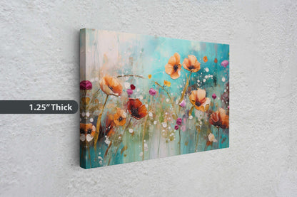 Colorful Poppies, Poppy Flowers, Large Art print, Orange Red Blue, Abstract Flower Art, Wildflower Art, Floral Painting, Dining Room Art