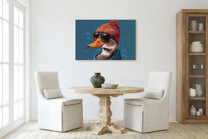 Hipster Duck, Pop Art, Modern Decor, Street Art, Animal Art, Unique Art, Kids Room, Boys Room, Girls Room