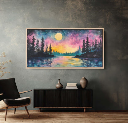 Ethereal Lake, Mountain Lake Night, Scenic Decor, Nature Print