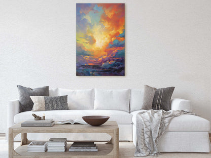 Colorful Sky, Vibrant clouds, Bold color, Abstract Nature, Framed Canvas, Vertical Print, Sunrise Landscape, Sunset Clouds, Cloudy View