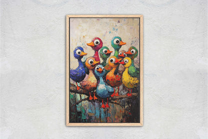 Colorful Ducks Print, Abstract Duck Print, Kids room, Colorful Fun, Bird Print