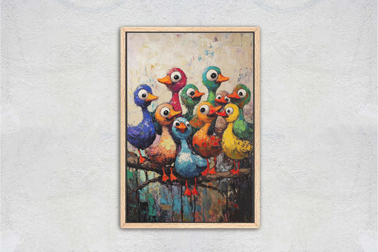 Colorful Ducks Print, Abstract Duck Print, Kids room, Colorful Fun, Bird Print