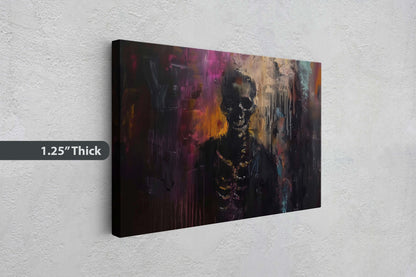 Chromatic Skeleton, Colorful Death, Creepy Decor, renaissance Painting, Dark Academia