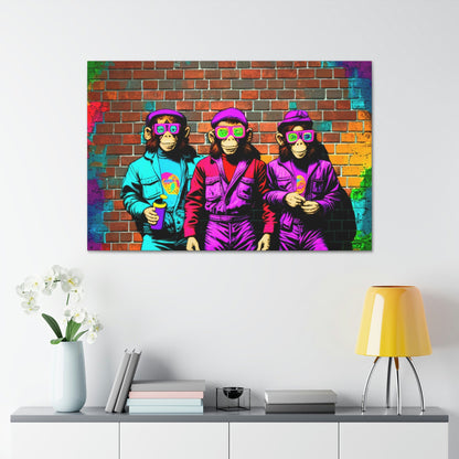 Street Monkey Canvas Art Ready To Hang Large Print, Man Cave, Video Game, Colorful, Pop art