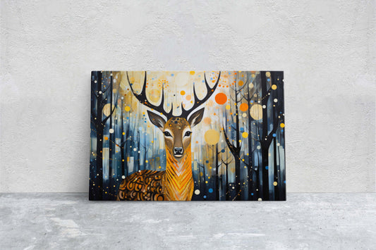Abstract Animal Art, Deer Painting, Symbolism Elk, Modern Art, Contemporary Decor, Surrealism, Modernism, Framed Canvas, Large Art Print