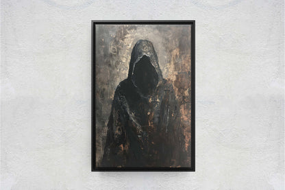 Figure of Death, Dark Robed Figure, Creepy Painting, Gothic Art, Dark Academia, Victorian Art