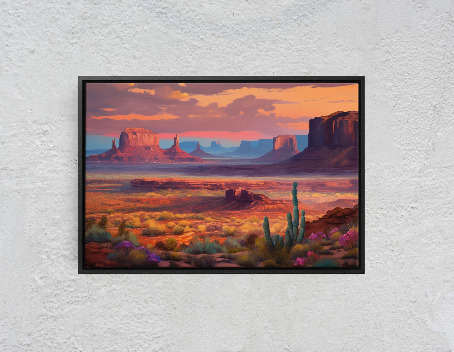 Sunset Desert, Landscape Painting, Southwest Decor, Pink Purple Blue Orange, Cactus Painting, Arizona Art, Calming Art