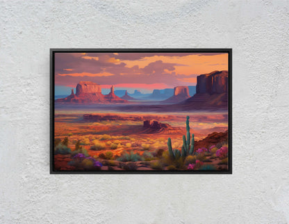 Sunset Desert, Landscape Painting, Southwest Decor, Pink Purple Blue Orange, Cactus Painting, Arizona Art, Calming Art