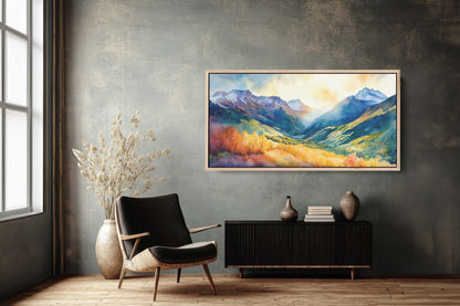 Rocky Mountains,Telluride Colorado,Fall Mountains, Vibrant Landscape, Framed Canvas, Extra Large Print
