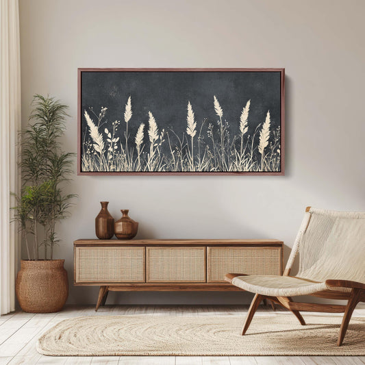 Grass Field Painting, Light and Dark, Tall Grass Print, Black and White