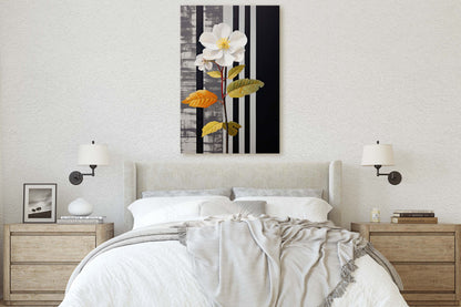 Flower Painting, Black and White, Contemporary Art, Modern Picture, Framed Canvas, Large Art Print, Farmhouse, Barn Decor