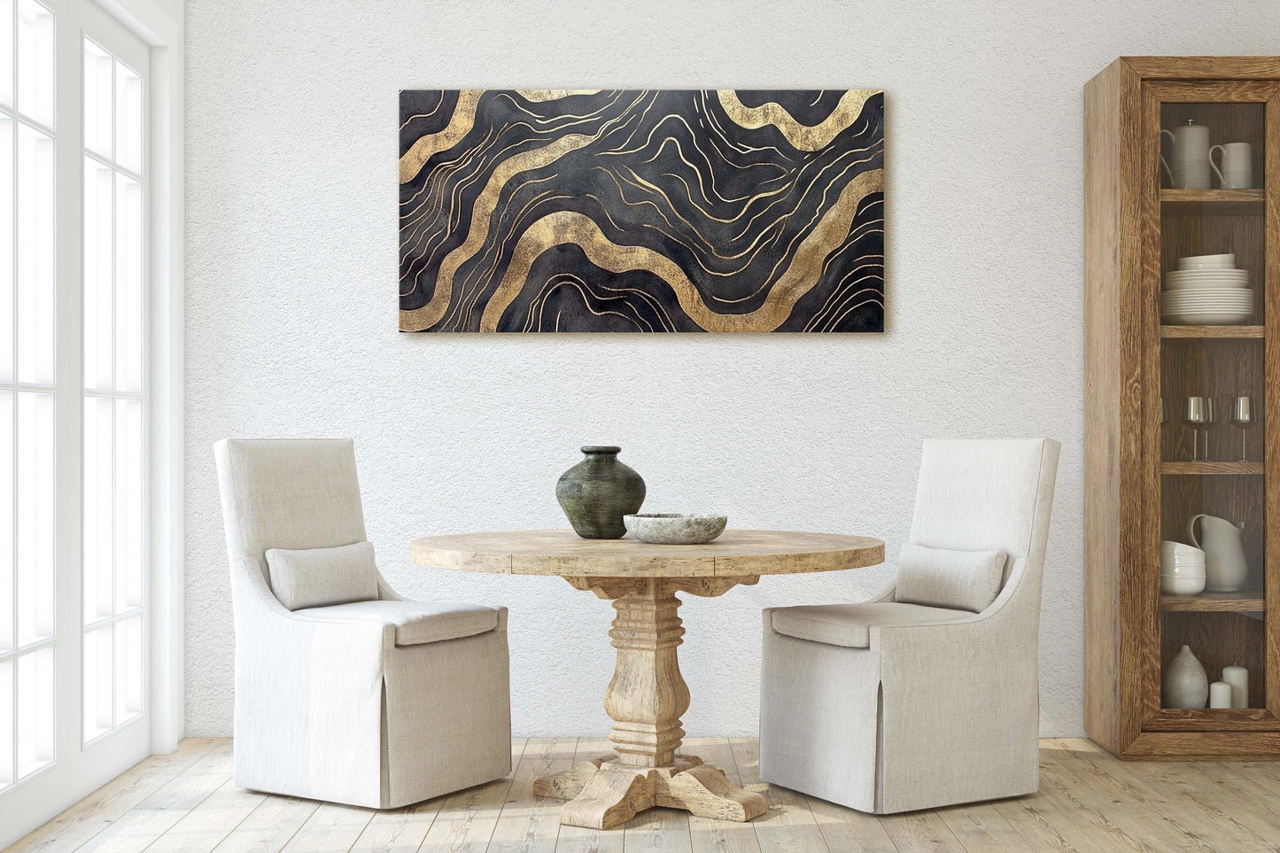 Gold and Black Abstract, Modern Print, Contemporary Decor, Abstract Wood