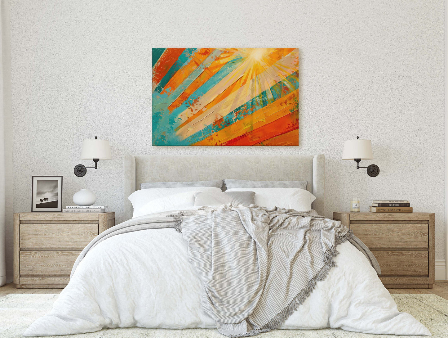 Sunburst, Starburst, Abstract Color, Color Theory, Modern Art, Contemporary, Framed Canvas, Statement Piece, Large Art Print, Rainbow Vivid