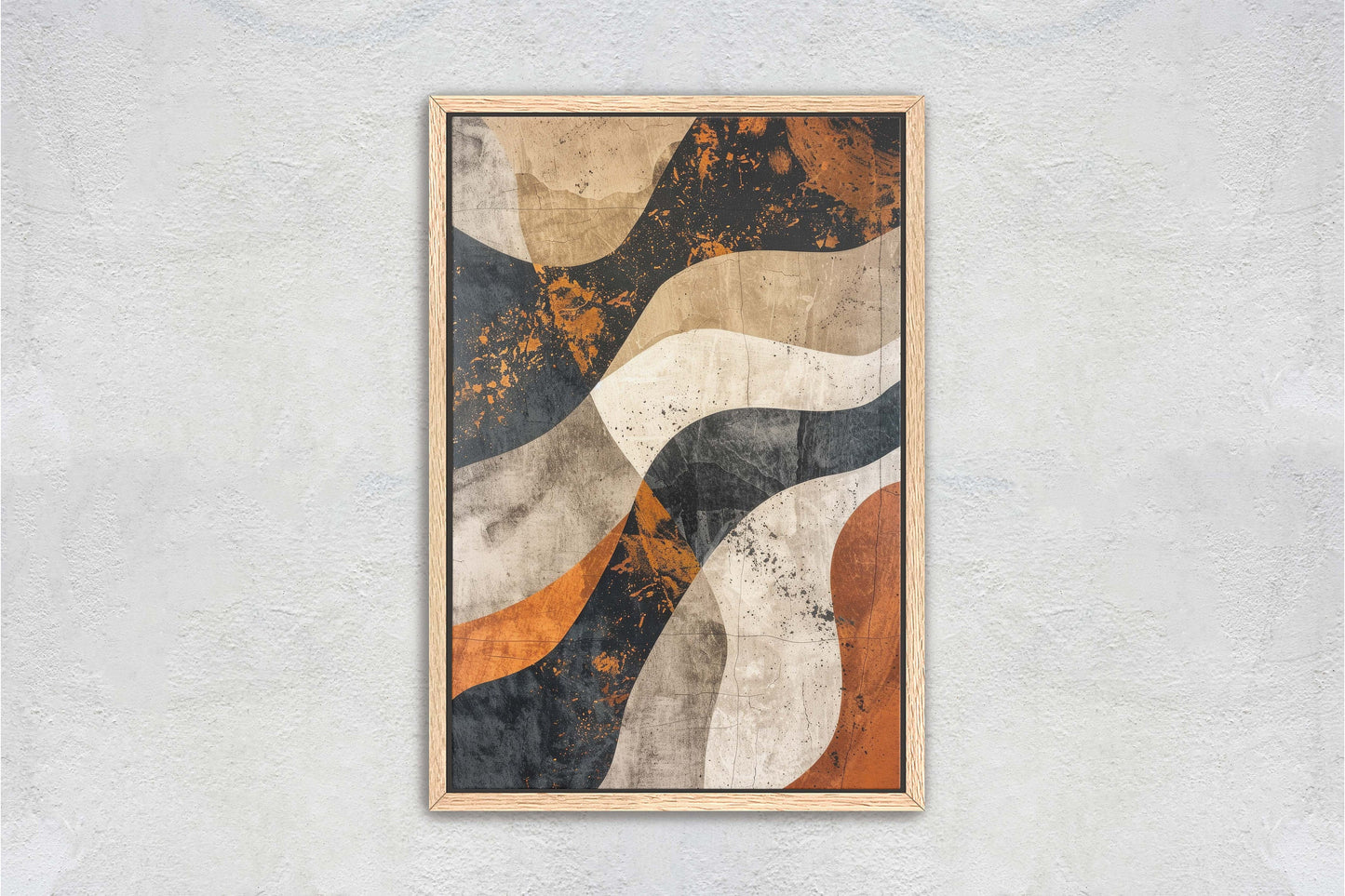 Wabi Sabi Artwork, Minimalist Lines, Neutral Tones, Brown Earth, Extra Large Print, Framed Canvas, Abstract, Texture