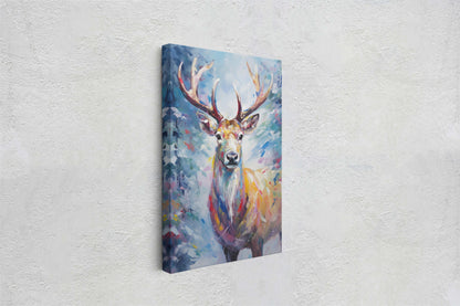 Reindeer Painting, Colorful Reindeer, Winter Art, Festive Decor, Xmas Print, Framed Canvas, Reindeer Print