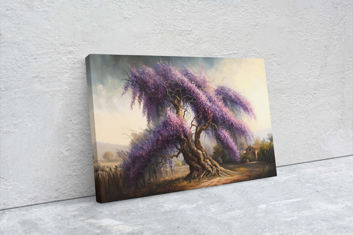 Wisteria Landscape, Purple Tree, Canvas Art print, Large Art, Ready to Hand, Landscape Painting, Lilac Painting, Japanese Wisteria, Chinese