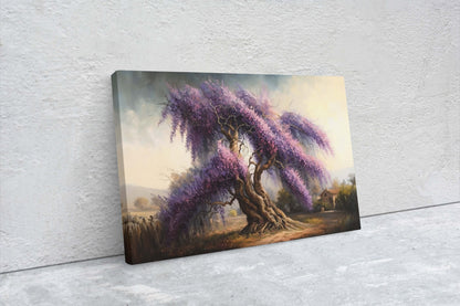 Wisteria Landscape, Purple Tree, Canvas Art print, Large Art, Ready to Hand, Landscape Painting, Lilac Painting, Japanese Wisteria, Chinese
