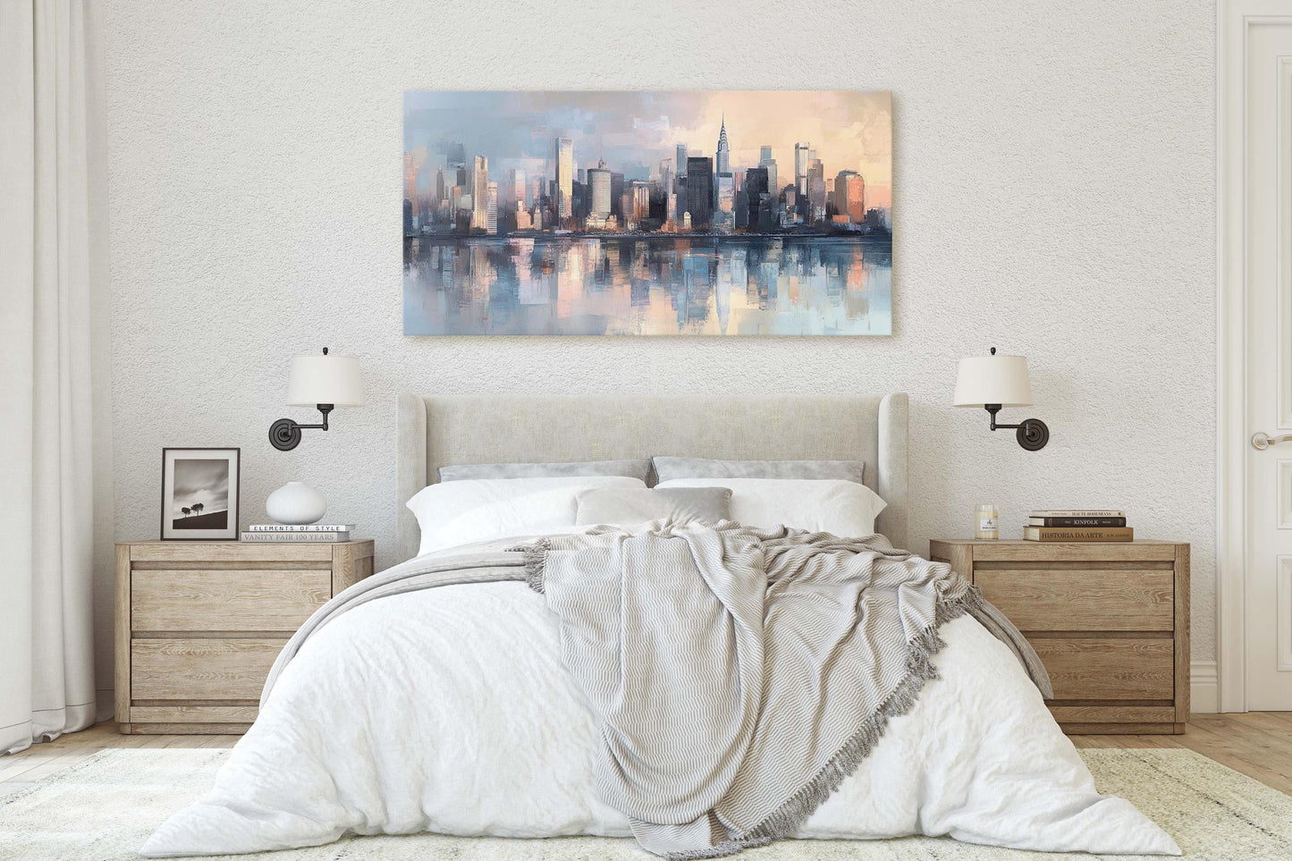 City Skyline Print, Urban City, Waterfront Buildings