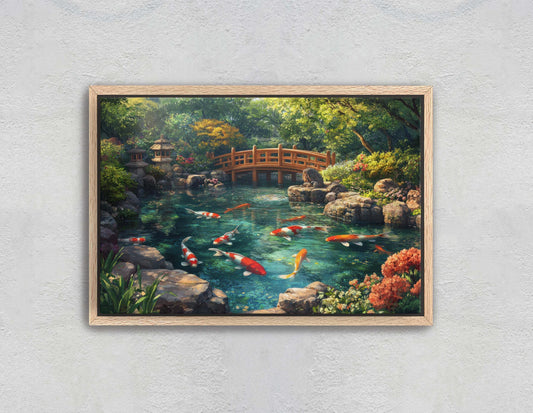 Koi Pond, Serene Koi, Japanese Art, Asia Decor