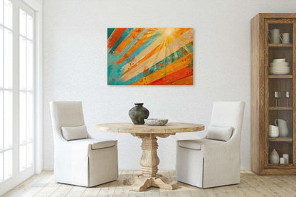 Sunburst, Starburst, Abstract Color, Color Theory, Modern Art, Contemporary, Framed Canvas, Statement Piece, Large Art Print, Rainbow Vivid
