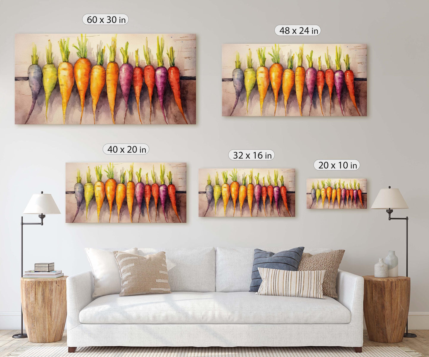 Rainbow Carrots, Barn print, Food Art, Kitchen Decor, Dining Room, Heirloom Carrots