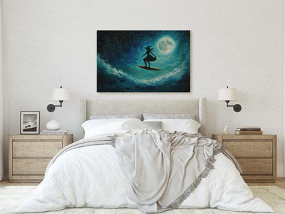 Surfing Witch, Whimsical Halloween, Full Moon, Flying Witch, Gothic Art, Fun Halloween, Whimsy, Funny Art