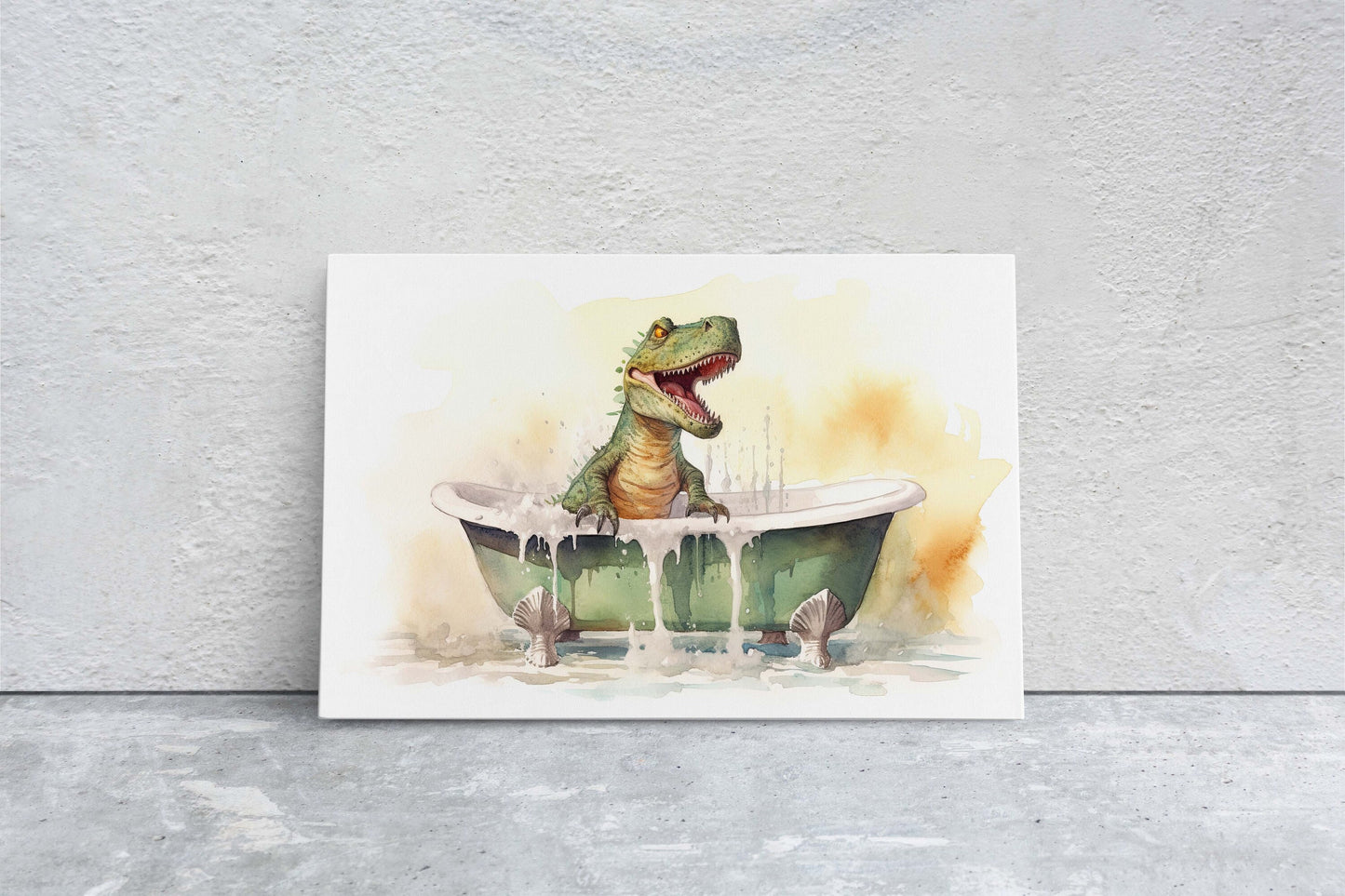 T-Rex Bathtub, Tyrannosaurus rex, Kids Bathroom, Bath time decor, Powder room, Dino Lover, Dinosaur Print, Toddler Art, Fun art