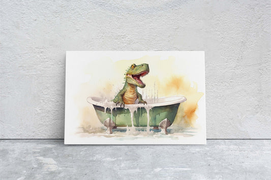 T-Rex Bathtub, Tyrannosaurus rex, Kids Bathroom, Bath time decor, Powder room, Dino Lover, Dinosaur Print, Toddler Art, Fun art