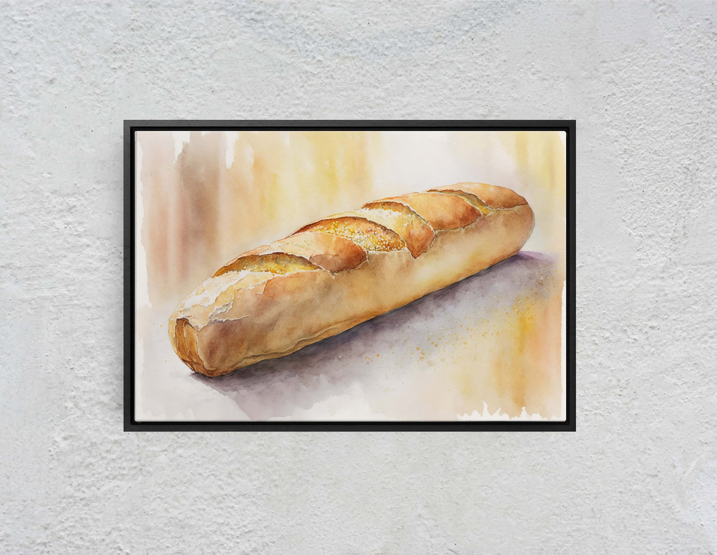 Baguette, French Bread, Fresh Baked Bread,Ready To Hang, Large Print, Watercolor Painting, Dining Room, Kitchen Art, Restaurant Art, Bakery