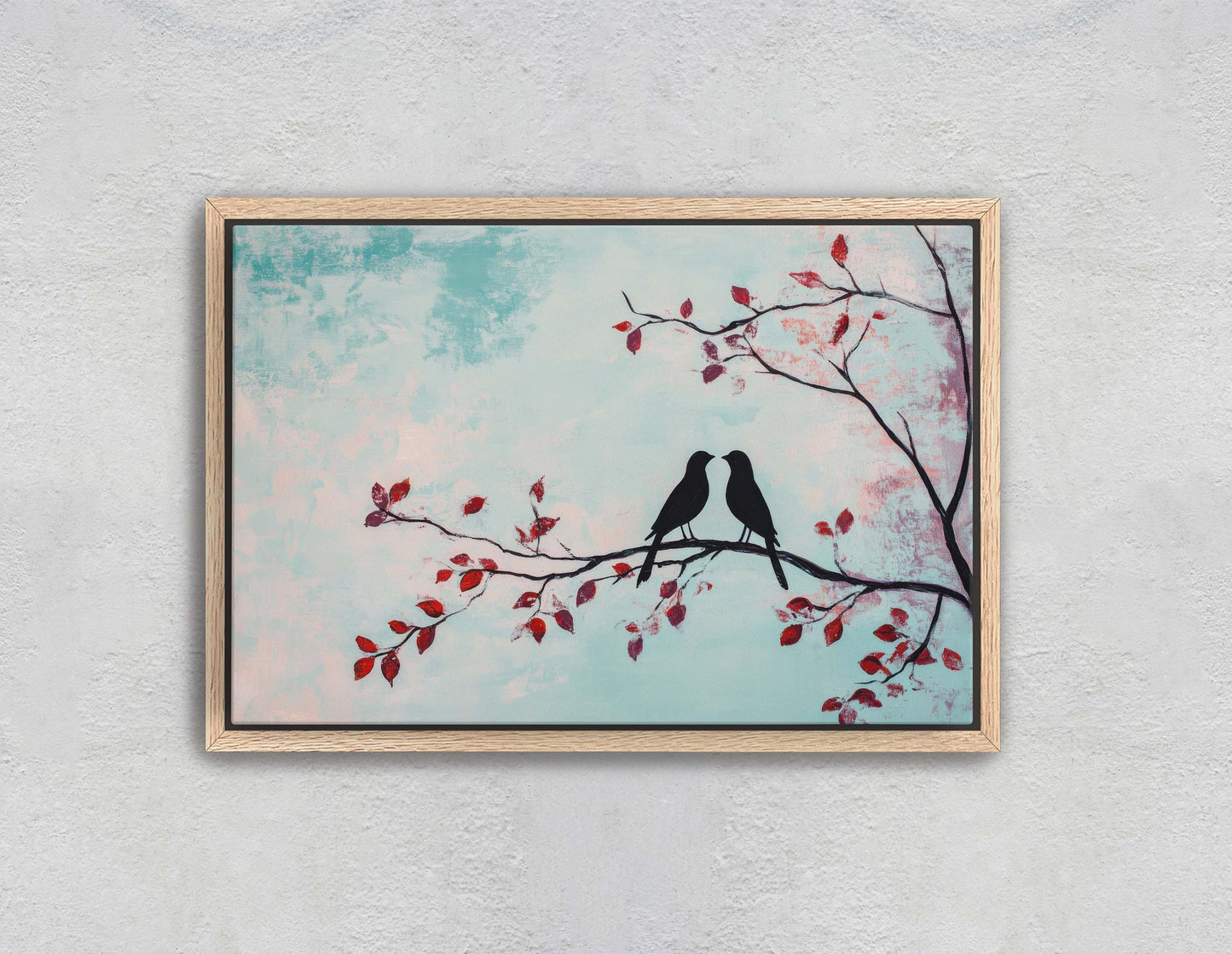 Lover birds, Bird Print, Pastel Colors, Contemporary Print, Blue Pink