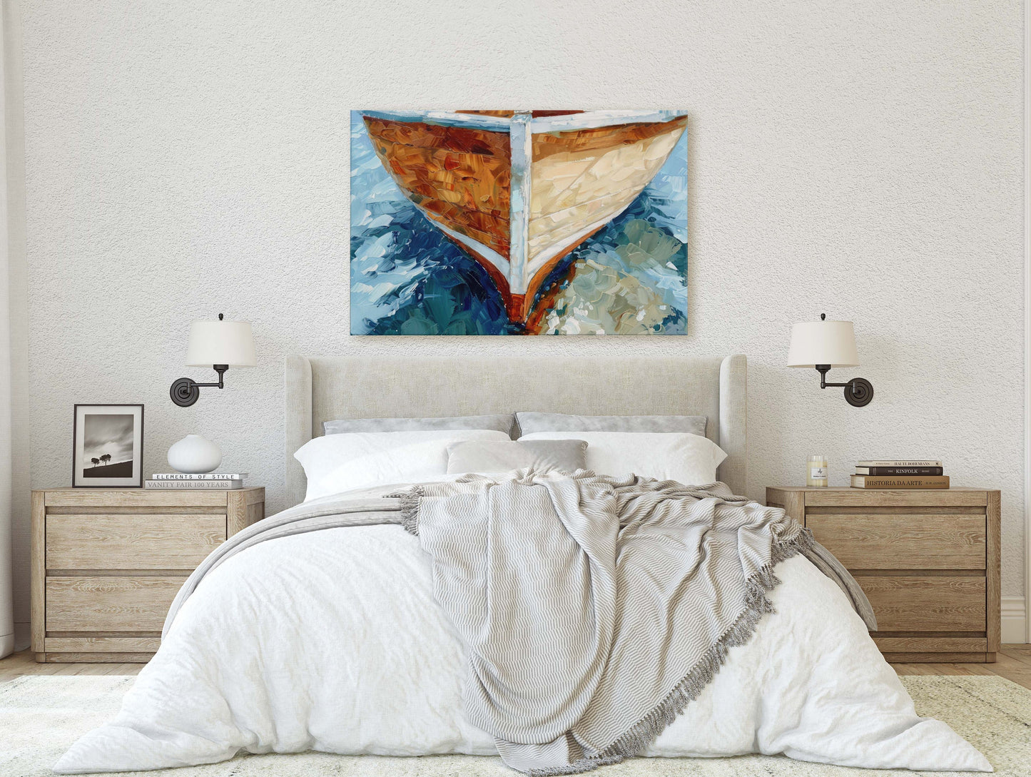 Brown Ship Art, Wooden Boat, Nautical Print, Ocean Painting, Sailing Art, Coastal Decor, Beach Art, Wooden Ship